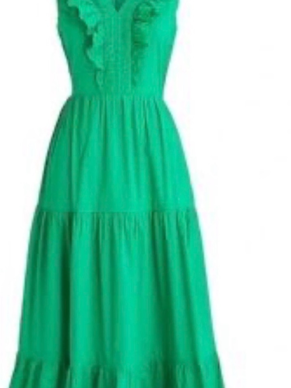 J Crew Ruffle V-Neck Tiered Dress - Green - Picture 4 of 4